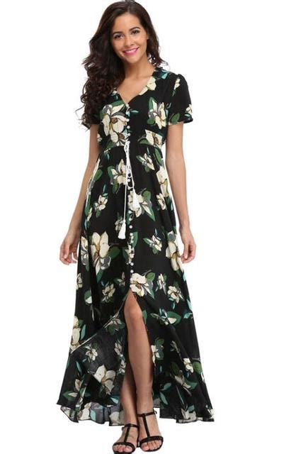 2018 Long Summer Floral Maxi Dress Women Flower Print Casual Split