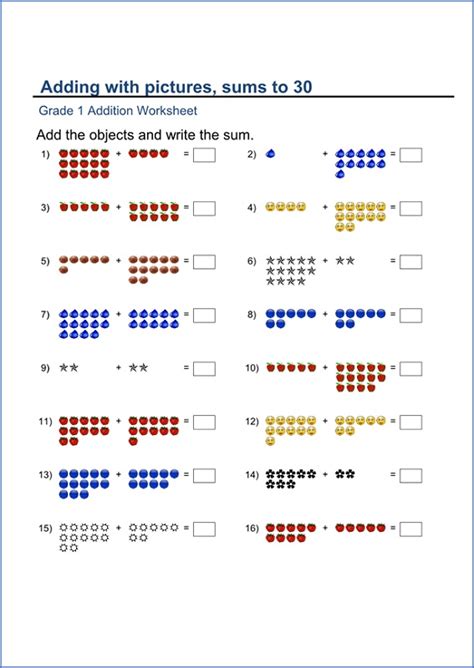 Free Printable Grade 1 Math Worksheets
