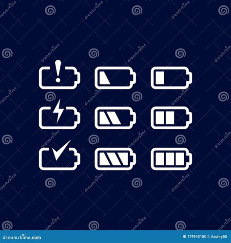 Battery Power Charge Indicator Icon Set Collection In Trendy Minimal