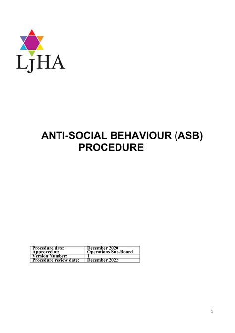 Anti Social Behaviour Procedure Leeds Jewish Housing Association