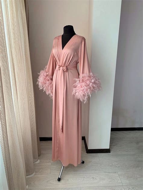 pink feather robe bella donna handmade ️ long bridal robe gowns dresses maxi gown dress