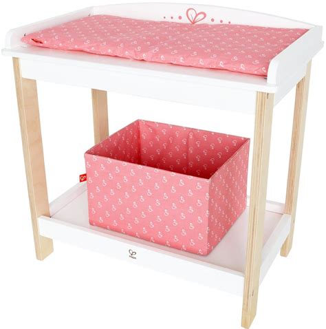 This changing table area could also be used for a doll's sleeping space. Hape Baby Doll Wooden Changing Table Pretend Parent Play ...