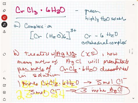 Solved Crystals Of Hydrated Chromium Iii Chloride Are Green Have An