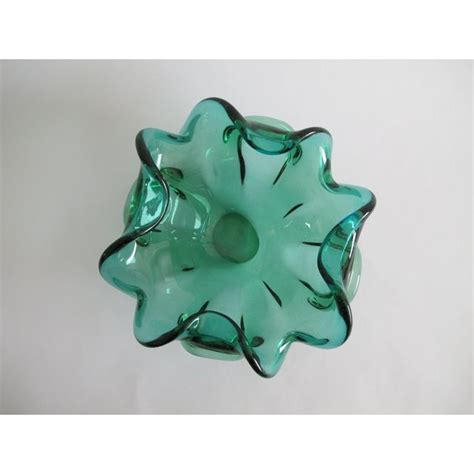 2 eye catching amber and teal decorative glass bowls. Teal Murano Decorative Glass Bowl | Chairish