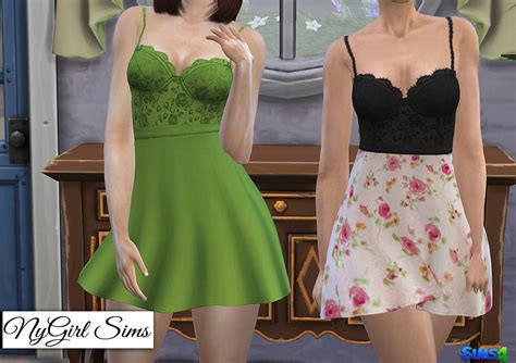 Cc For The Sims 4 — Nygirlsims Lace Corset Flare Dress