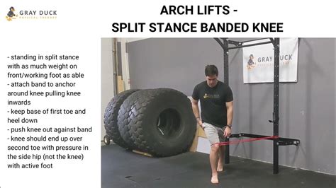 Arch Lifts Split Stance With Banded Knee Youtube
