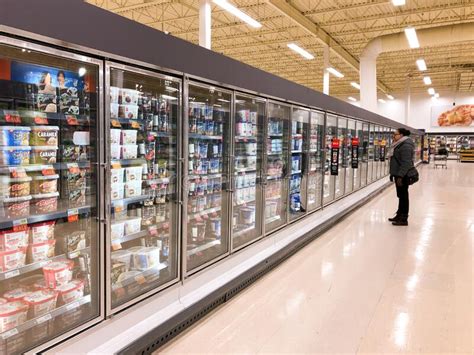 Supermarket Grocery Store With Frozen Food Section Aisle Editorial