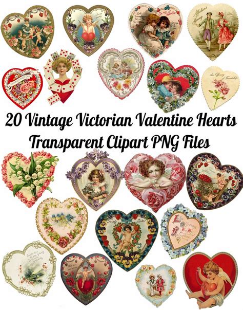 20 Vintage Victorian Valentines Day Heart Images Clip Art Etsy