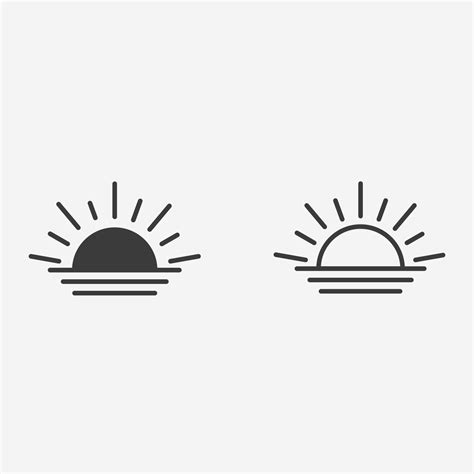 Sun Sunrise Sunset Icon Vector Isolated Set Symbol Sign 15069328