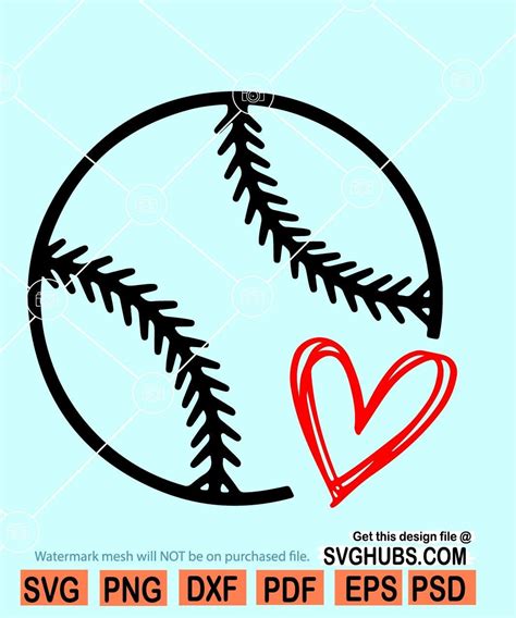 Baseball Heart SVG, Baseball outline svg, Baseball love svg - Svg Hubs