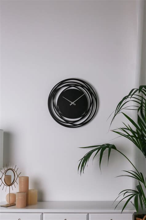 Wall Clock Unique Black Rustic Clock For Wall Bedroom White Etsy