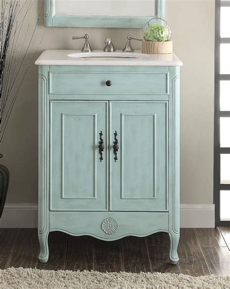 You can also choose from many sizes, such as a 38 in. 26" Adelina Cottage Light Blue Bathroom Vanity Crystal White Marble Top