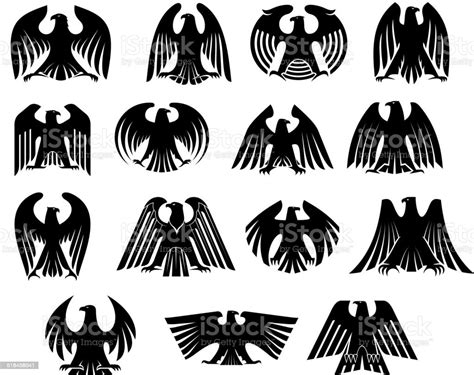 Eagle Heraldry Silhouettes Set Stock Illustration Download Image Now
