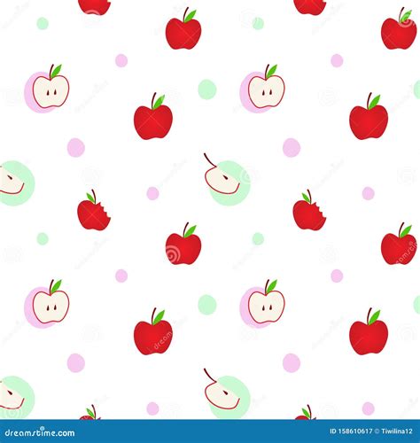 Apple Seamless Pattern Texture Background Fruit Apple Hand Drawn