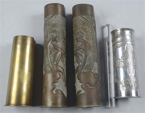 Lot Of 4 Wwi Trench Art Artillery Shells