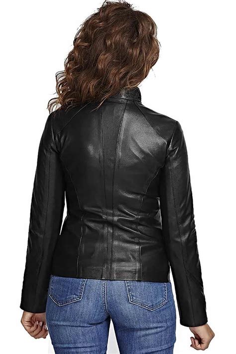 Petite Black Leather Jacket For Womens Urban Fashion Studio