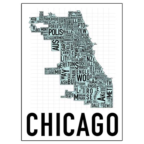 Chicago Neighborhoods Poster Etsy Chicago Neighborhoods Chicago