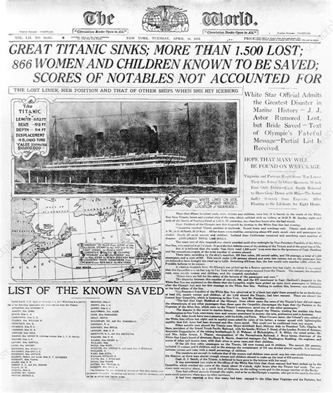 News Report On Titanic Disaster 1912 Stock Image C0263072 Science Photo Library