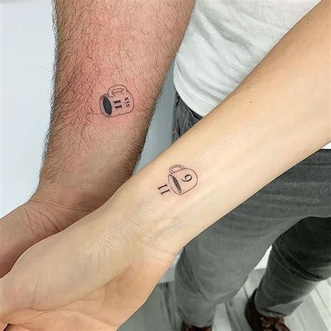 super cute coffee cups for this couple coffee tattoos matching tattoos matching tattoo