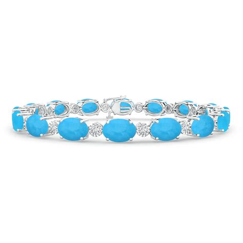 Oval Turquoise Stackable Bracelet With Illusion Diamonds Angara