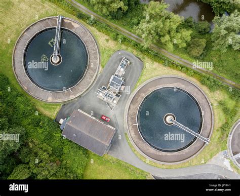 Aerial View Of A Small Sewage Treatment Plant Stock Photo Alamy