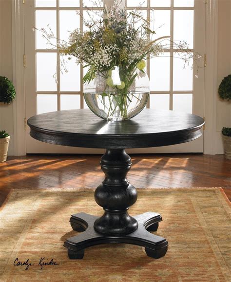 Elegant Classic Round Black Wood Entry Table Black Round