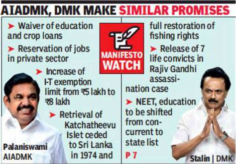 Lok Sabha Elections Aiadmk Dmk Unleash Dole War Through Poll Manifesto Chennai News Times
