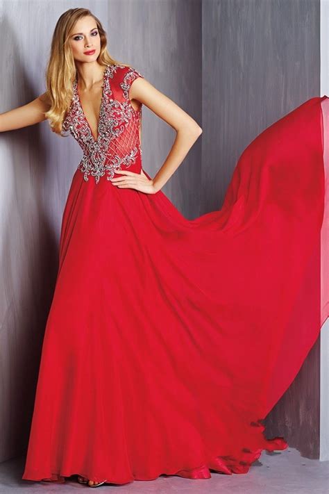 Hot Sale Deep V Neck Red Long Prom Dresses 2015 Women Summer Dress Abendkleider Beaded Sequins