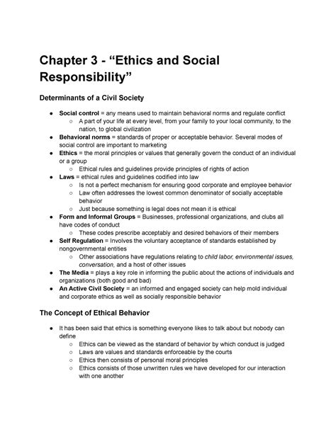 Chapter 3 Ethics And Social Responsibility Chapter 3