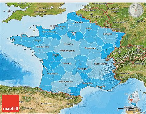 Political Shades 3d Map Of France Satellite Outside