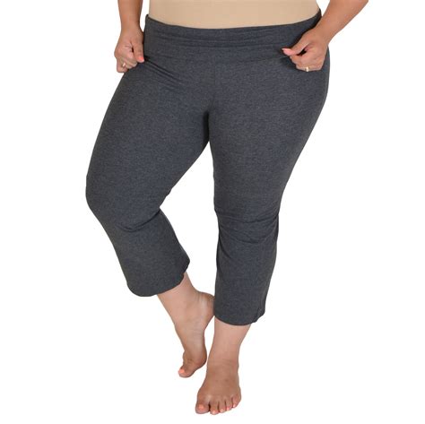 Stretch Is Comfort Stretch Is Comfort Womens Plus Size Capri Yoga Pants Charcoal Gray 4x