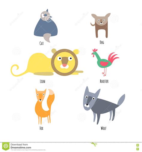 Set Of Cute Forest Animals In Vector Woodland Cartoon