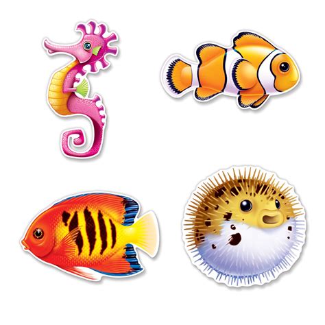 Under The Sea Fish Cardboard Cutouts 4pk 12in 13in Party Savers