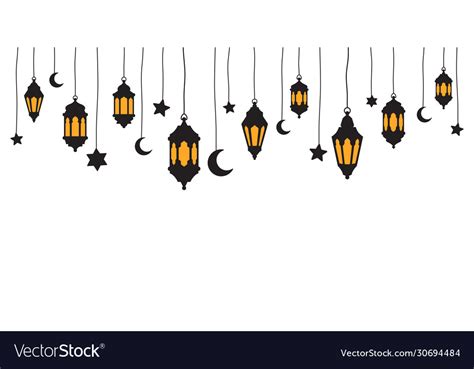 Decorations Ramadan Hanging Lantern Background Vector Image