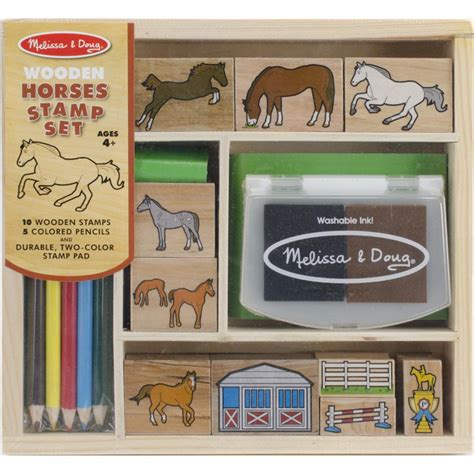 Melissa And Doug Horses Wooden Stamp Set Colorful Impressions