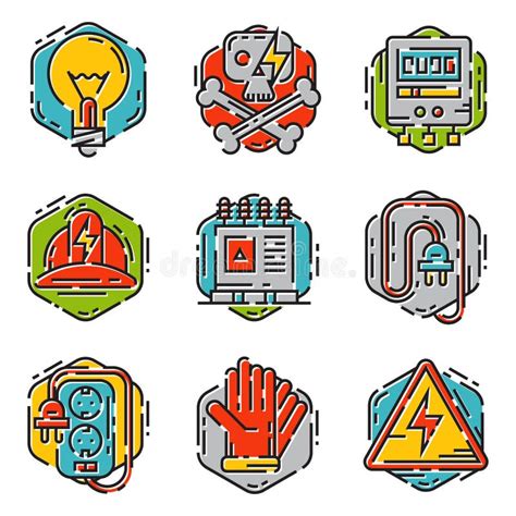 Energy Outline Colorful Style And Resource Icon Set Vector Illustration