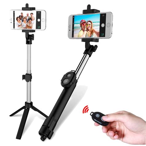 photo and video accessories selfie stick with wireless bluetooth remote control portable tripod