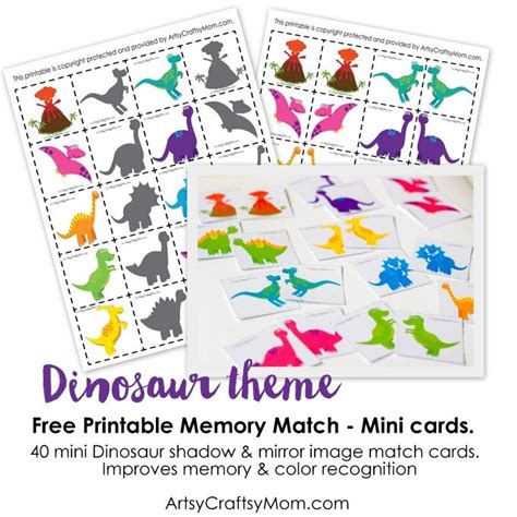Dinosaur Memory Game Printables Artsy Craftsy Mom