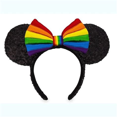 Black Sequin Disney Minnie Ears Headband Rainbow Pride Collection