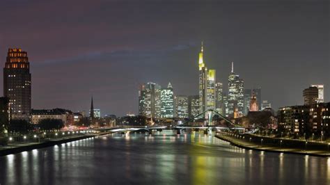 Frankfurt Skyline At Night Wallpaper Backiee