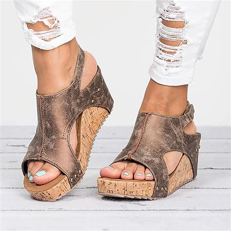 Women Fashion Casual Wedges High Heel Open Toe Sandals Shoes Summer