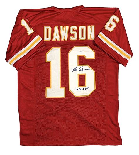 Len Dawson Autographed Kansas City Chiefs Custom Red Jersey With Sb Iv