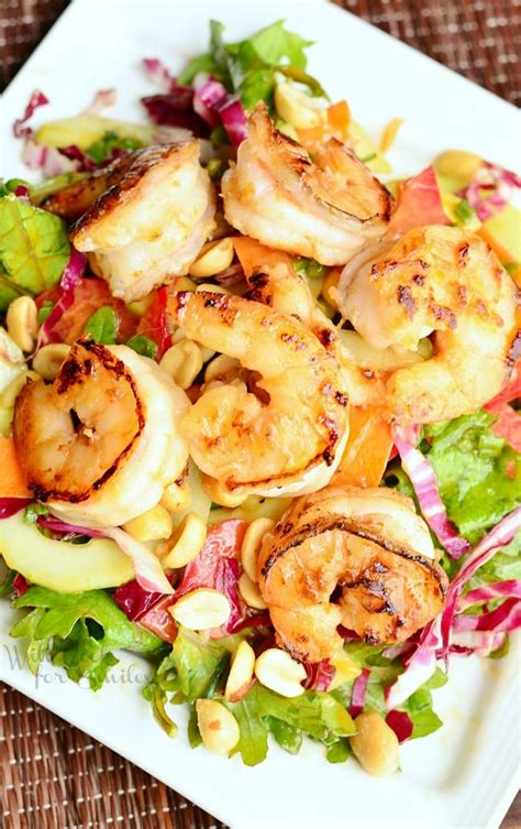 Feel free to swap the scallions with red onions. Thai Shrimp Salad with Peanut Dressing - Will Cook For Smiles