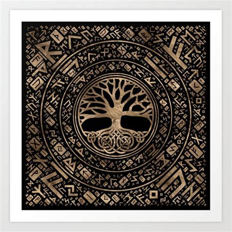Tree Of Life Yggdrasil Runic Pattern Art Print By Creativemotions