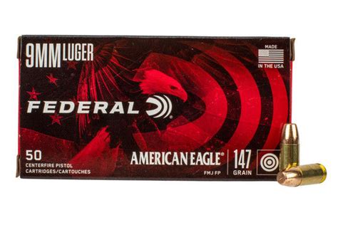 Federal American Eagle 9mm Luger 147gr Fmj Ammo Box Of 50