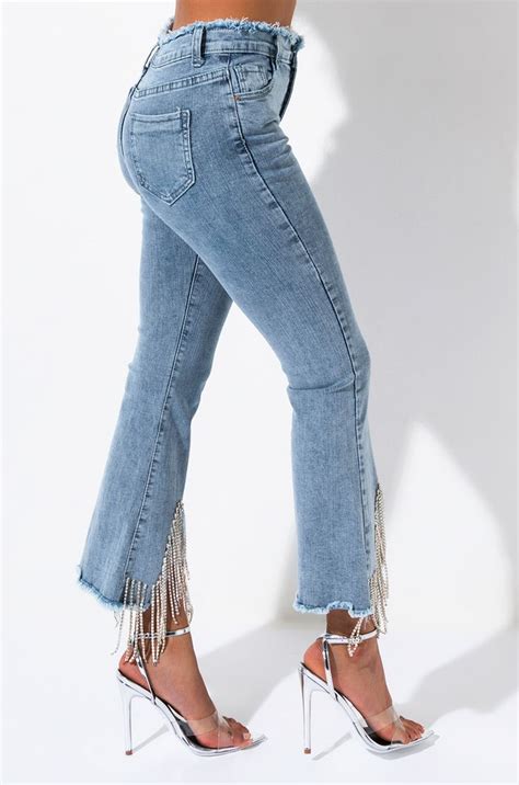 Want It All Rhinestone Fringe Jeans Denim Fashion Fashionista