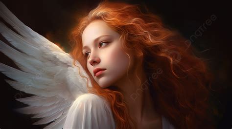 An Angel With White Wings With Red Hair Background Profile Pictures Of