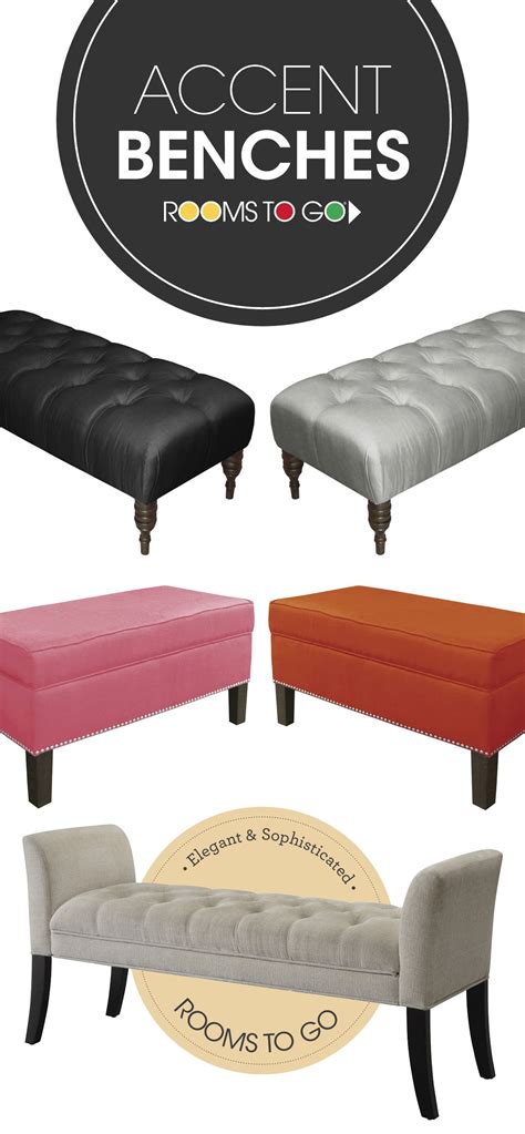 four different types of benches with the words accent benches rooms to