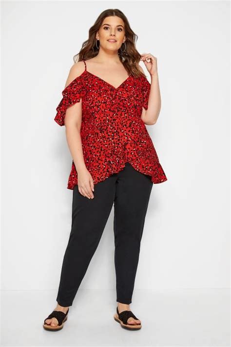 Red Animal Cold Shoulder Top Plus Sizes 16 To 36 Yours Clothing