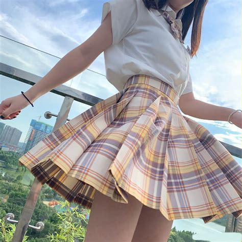 Yellow Jk Pleated Skirt Se20485 Sanrense